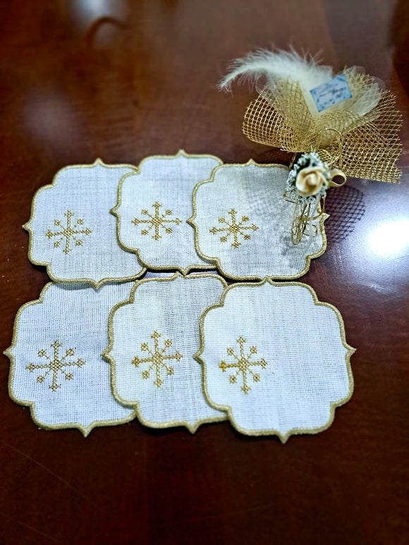 El Yapımı İşlemeli Bardak Sunum Peçetesi