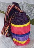 Hand Knitted Round Straw Bag