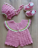 El Örgüsü Bebek Ceket, Bere ve Patik Takım