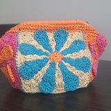 El Örgüsü Çiçekli Burslu Clutch Çanta