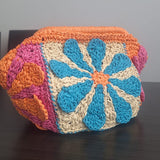 El Örgüsü Çiçekli Burslu Clutch Çanta