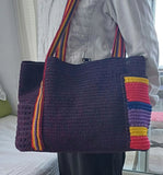 Hand Knitted Round Straw Bag