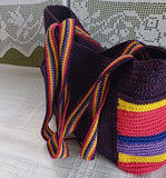 Hand Knitted Round Straw Bag