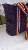 Hand Knitted Round Straw Bag